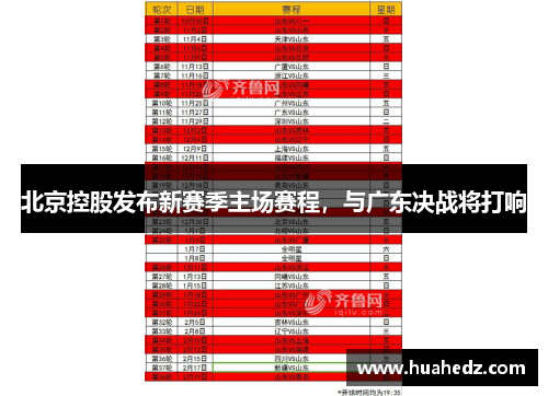 北京控股发布新赛季主场赛程，与广东决战将打响